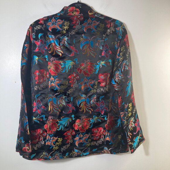 Womens Chicos Asian Silk Blend Kula Intrigue Jacket Black Multi M Rayon Silk - Picture 2 of 10